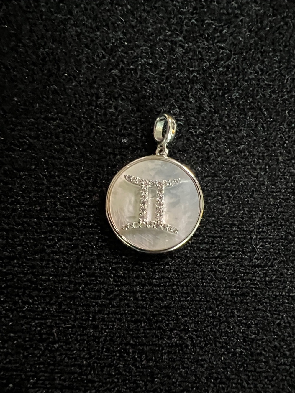925 Sterling Silver Mother of Pearl Gemini Zodiac Pendant Charm